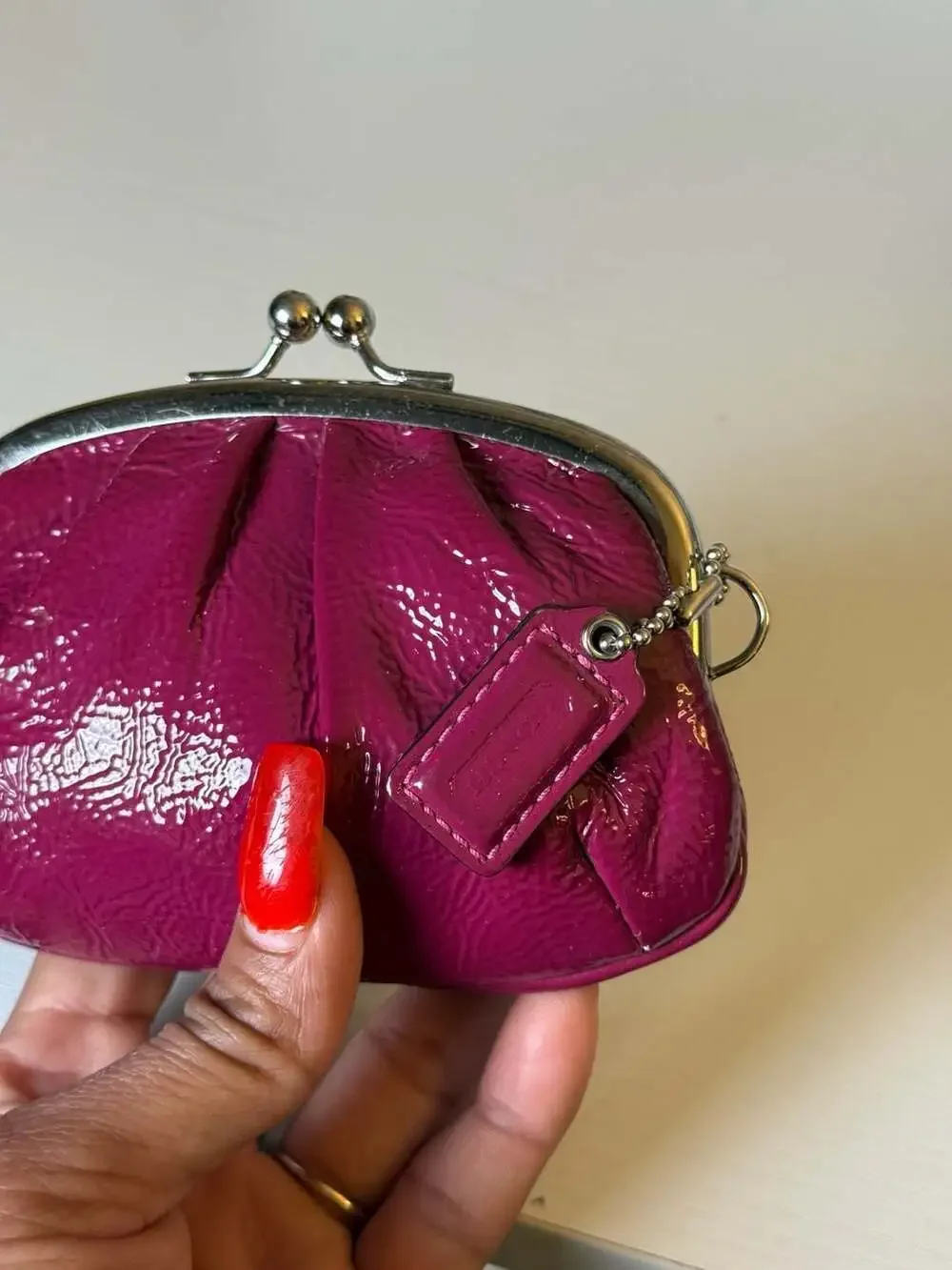 Coach Berry Patent Leather Kiss Lock Coin Purse